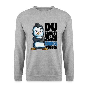 Kannst mich mal am Südpol küssen Pinguine - Unisex Pullover - Weißgrau meliert - Vorne - Alina (178cm) & Michal (187cm)