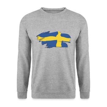 schwediche Fahne Pinselstriche - Unisex Pullover - Weißgrau meliert - Vorne - Alina (178cm) & Michal (187cm)