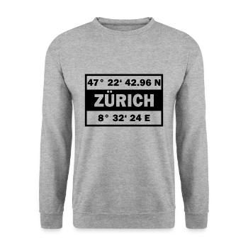 Zurich coordinates Switzerland City of Zurich - Unisex Sweatshirt - salt & pepper - Front - Alina (178cm) & Michal (187cm)