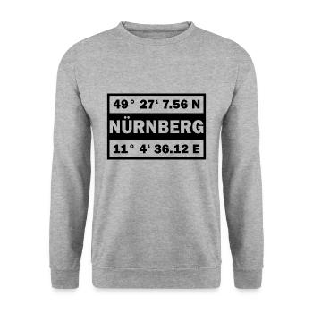 Nürnberg Koordinaten Stadt Nürnberg - Unisex Pullover - Weißgrau meliert - Vorne - Alina (178cm) & Michal (187cm)