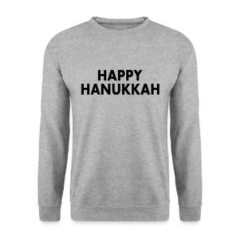 HAPPY HANUKKAH - Sweat-shirt Unisexe - gris chiné - Devant - Alina (178cm) & Michal (187cm)