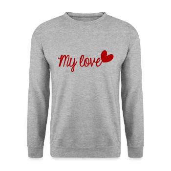 VALENTINE'S DAY. Bachelorette party. I LOVE YOU. I LOVE YOU. LOVE - Unisex Sweatshirt - salt & pepper - Front - Alina (178cm) & Michal (187cm)