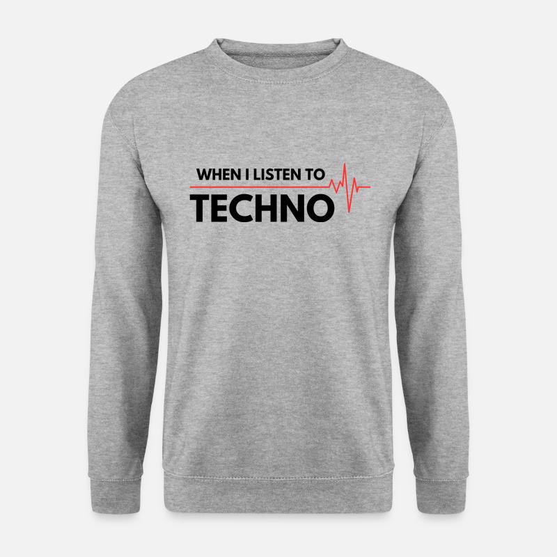 Wenn ich TECHNO höre - Unisex Pullover - Weißgrau meliert