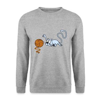 Chat jouant avec une balle - Sweat-shirt Unisexe - gris chiné - Devant - Alina (178cm) & Michal (187cm)