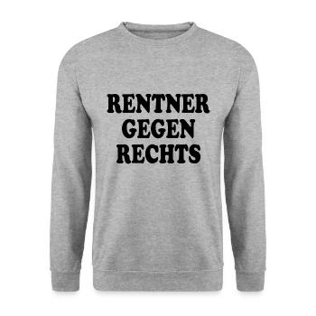 Rentner gegen rechts - Unisex Pullover - Weißgrau meliert - Vorne - Alina (178cm) & Michal (187cm)