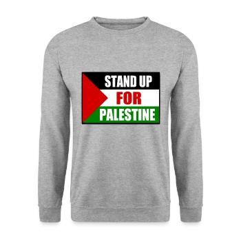 stand up for palestine - Unisex Sweatshirt - salt & pepper - Front - Alina (178cm) & Michal (187cm)