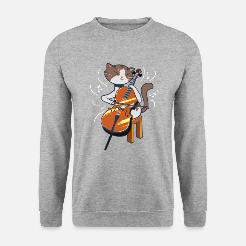A cute cat plays cello for cellists - Unisex Sweatshirt - salt & pepper