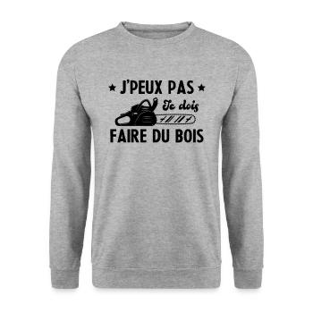 J'peux pas je dois faire du bois - Sweat-shirt Unisexe - gris chiné - Devant - Alina (178cm) & Michal (187cm)