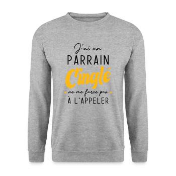 j'ai un parrain cinglé ne me force pas a l'appeler - Sweat-shirt Unisexe - gris chiné - Devant - Alina (178cm) & Michal (187cm)