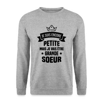 Je vais être une grande soeur - Sweat-shirt Unisexe - gris chiné - Devant - Alina (178cm) & Michal (187cm)