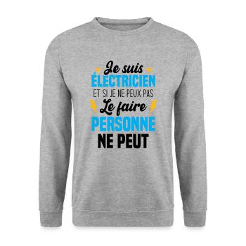 Je suis électricien - Sweat-shirt Unisexe - gris chiné - Devant - Alina (178cm) & Michal (187cm)