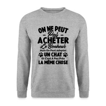On peut adopter un chat Humour Cadeau - Sweat-shirt Unisexe - gris chiné - Devant - Alina (178cm) & Michal (187cm)