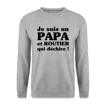 je suis un papa et routier qui déchire - Sweat-shirt Unisexe - gris chiné - Devant - Alina (178cm) & Michal (187cm)