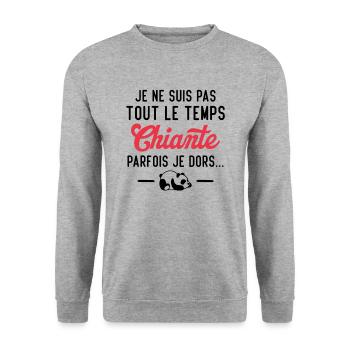 Je suis pas tout le temps chiante parfois je dors - Sweat-shirt Unisexe - gris chiné - Devant - Alina (178cm) & Michal (187cm)