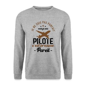Je ne suis pas parfait mais je suis pilote - Sweat-shirt Unisexe - gris chiné - Devant - Alina (178cm) & Michal (187cm)