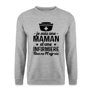 Je suis une maman et une infirmière humour cadeau - Sweat-shirt Unisexe - gris chiné - Devant - Alina (178cm) & Michal (187cm)