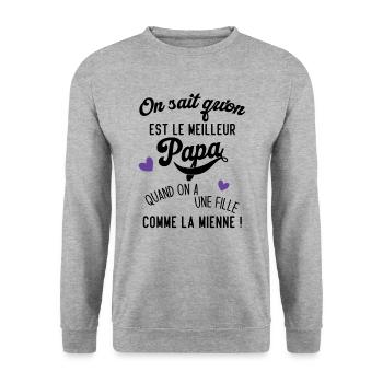Meilleur papa quand on a une fille comme la mienne - Sweat-shirt Unisexe - gris chiné - Devant - Alina (178cm) & Michal (187cm)