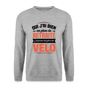Un plan de retraite j'ai prévu de faire du vélo - Sweat-shirt Unisexe - gris chiné - Devant - Alina (178cm) & Michal (187cm)