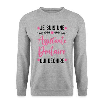 Je suis Assistante Dentaire qui Déchire - Sweat-shirt Unisexe - gris chiné - Devant - Alina (178cm) & Michal (187cm)