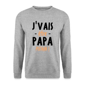 J'vais être papa putain ! - Sweat-shirt Unisexe - gris chiné - Devant - Alina (178cm) & Michal (187cm)