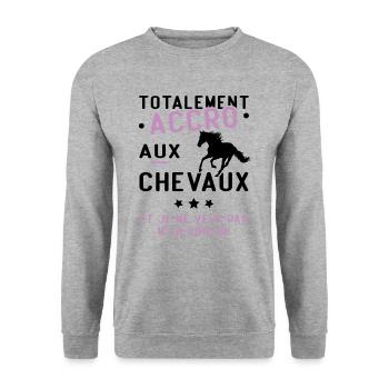 Totalement accro aux chevaux - Sweat-shirt Unisexe - gris chiné - Devant - Alina (178cm) & Michal (187cm)