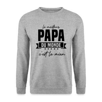 le meilleur papa du monde c'est le mien - Sweat-shirt Unisexe - gris chiné - Devant - Alina (178cm) & Michal (187cm)