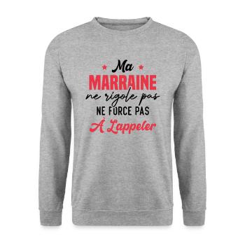 Ma marraine ne rigole pas ne force pas à l'appeler - Sweat-shirt Unisexe - gris chiné - Devant - Alina (178cm) & Michal (187cm)
