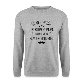 Un super papa on devient un papy exceptionnel - Sweat-shirt Unisexe - gris chiné - Devant - Alina (178cm) & Michal (187cm)