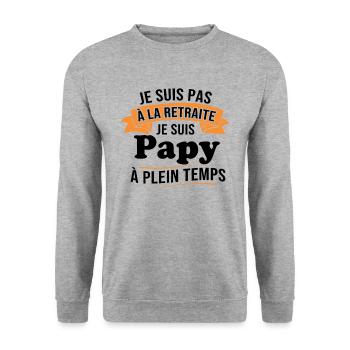 Je ne suis pas retraité je suis papy à plein temps - Sweat-shirt Unisexe - gris chiné - Devant - Alina (178cm) & Michal (187cm)