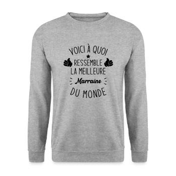Voici à quoi ressemble la marraine parfaite - Sweat-shirt Unisexe - gris chiné - Devant - Alina (178cm) & Michal (187cm)