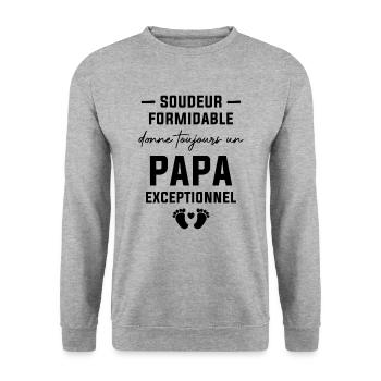 Soudeur formidable et un papa exceptionnel - Sweat-shirt Unisexe - gris chiné - Devant - Alina (178cm) & Michal (187cm)