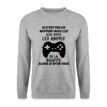 Si C'est Pas En Rapport Avec Les Mangas Jeux Vidéo - Sweat-shirt Unisexe - gris chiné - Devant - Alina (178cm) & Michal (187cm)