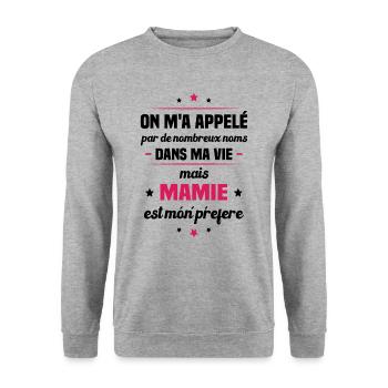 Mon nom parfait est mamie, Cadeau Grand-mère - Sweat-shirt Unisexe - gris chiné - Devant - Alina (178cm) & Michal (187cm)