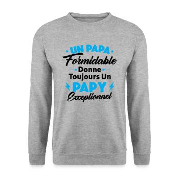 Cadeau pour grand-père - Un papy exceptionnel - Sweat-shirt Unisexe - gris chiné - Devant - Alina (178cm) & Michal (187cm)