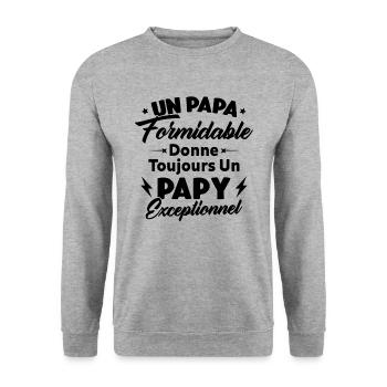 Cadeau pour grand-père - Un papy exceptionnel - Sweat-shirt Unisexe - gris chiné - Devant - Alina (178cm) & Michal (187cm)