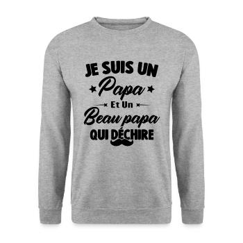 je suis un papa et beau-papa qui déchire - Sweat-shirt Unisexe - gris chiné - Devant - Alina (178cm) & Michal (187cm)