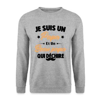 je suis un papa et beau-papa qui déchire - Sweat-shirt Unisexe - gris chiné - Devant - Alina (178cm) & Michal (187cm)