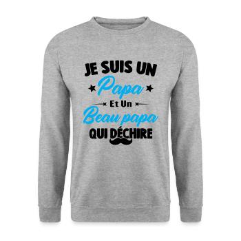 je suis un papa et beau-papa qui déchire - Sweat-shirt Unisexe - gris chiné - Devant - Alina (178cm) & Michal (187cm)