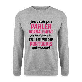 C'est mon petit côté portugais qui ressort - Sweat-shirt Unisexe - gris chiné - Devant - Alina (178cm) & Michal (187cm)