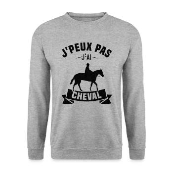 J'peux pas j'ai cheval - Sweat-shirt Unisexe - gris chiné - Devant - Alina (178cm) & Michal (187cm)