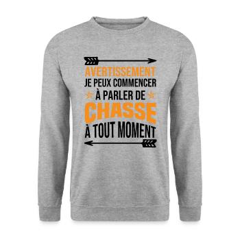 Je Peux Commencer À Parler De Chasse À Tout Moment - Sweat-shirt Unisexe - gris chiné - Devant - Alina (178cm) & Michal (187cm)