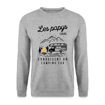 Les Papys Cool Conduisent Un Camping-car - Sweat-shirt Unisexe - gris chiné - Devant - Alina (178cm) & Michal (187cm)