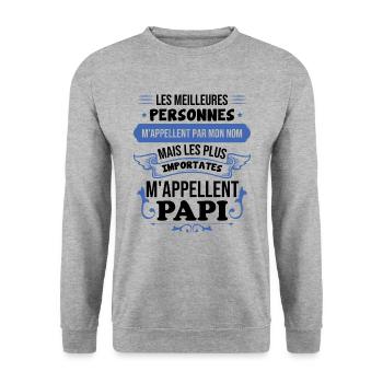Importantes personnes m'appellent papi - Sweat-shirt Unisexe - gris chiné - Devant - Alina (178cm) & Michal (187cm)