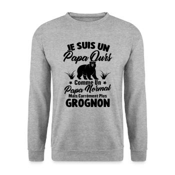 Je Suis Un Papa Ours Comme Un Papa Normal - Sweat-shirt Unisexe - gris chiné - Devant - Alina (178cm) & Michal (187cm)
