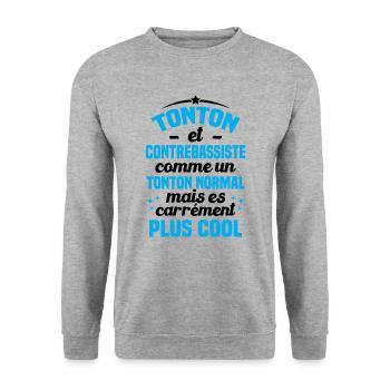 Tonton et Contrebassiste comme un tonton normal - Sweat-shirt Unisexe - gris chiné - Devant - Alina (178cm) & Michal (187cm)