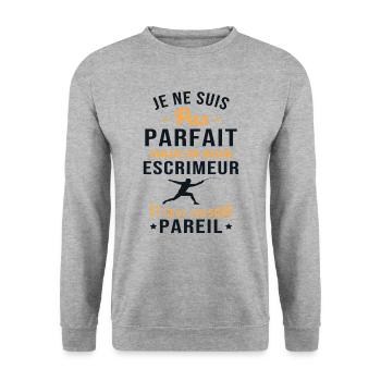Je ne suis pas parfait mais je suis Escrimeur - Sweat-shirt Unisexe - gris chiné - Devant - Alina (178cm) & Michal (187cm)