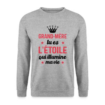 Grand-mère tu es l'étoile qui illumine ma vie - Sweat-shirt Unisexe - gris chiné - Devant - Alina (178cm) & Michal (187cm)