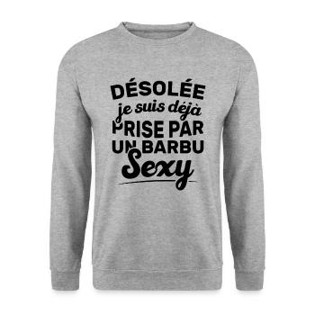 Désolée je suis déjà prise par un barbu sexy - Sweat-shirt Unisexe - gris chiné - Devant - Alina (178cm) & Michal (187cm)
