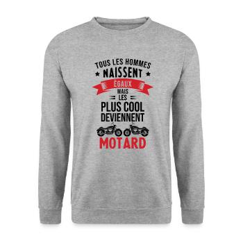 Les Plus Cool Hommes Deviennent Motard - Sweat-shirt Unisexe - gris chiné - Devant - Alina (178cm) & Michal (187cm)