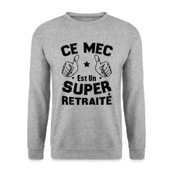 Ce mec est un super retraité - Sweat-shirt Unisexe - gris chiné - Devant - Alina (178cm) & Michal (187cm)